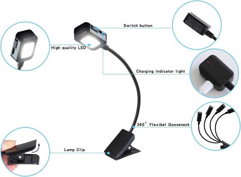 Kunhe 30 Pack Rechargeable Book Lights for Reading at Night Small Book Light Bulk Clip on Reading Lights Lightweight Booklight as Christmas Stocking Stuffers for Kids Book Lovers - Image 5